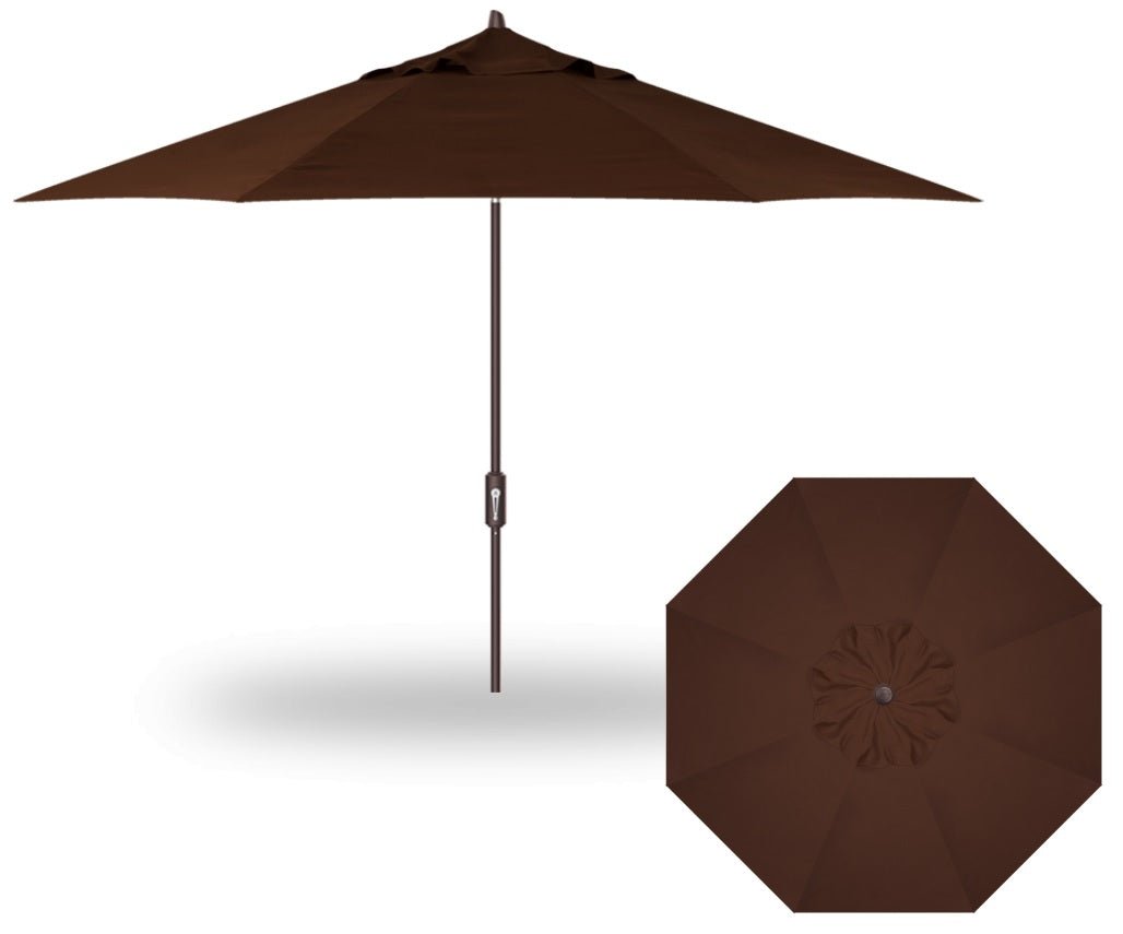 11' Flex Auto Tilt Market Bronze Frame Chocolate Canopy Umbrella Thin Pole image 1