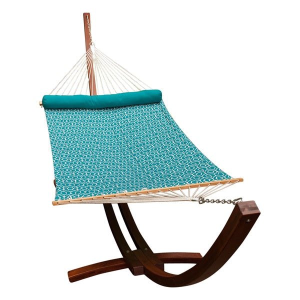 12' Wood Arc Frame with Quilted Hammock and Pillow image 1