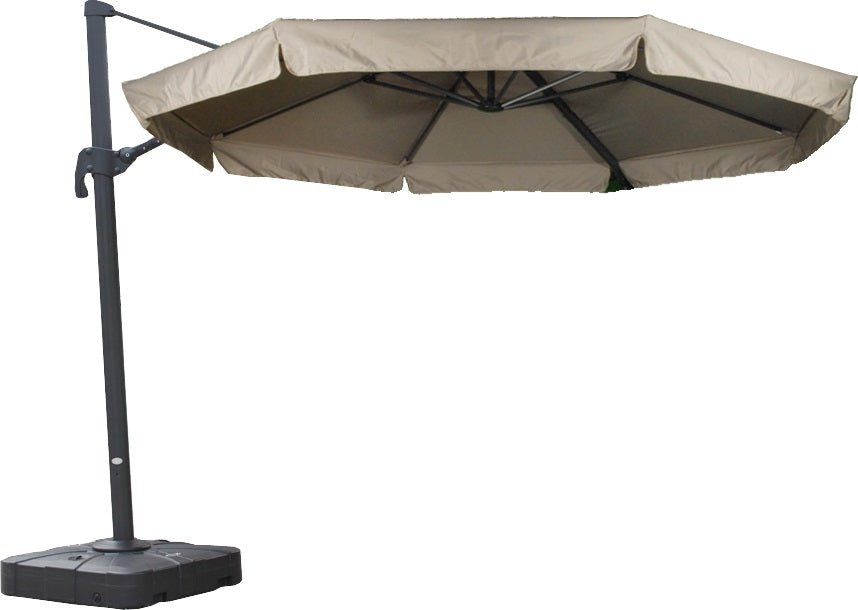 11' Octagon Offset Brown Frame Beige Canopy Patio Umbrella image 1