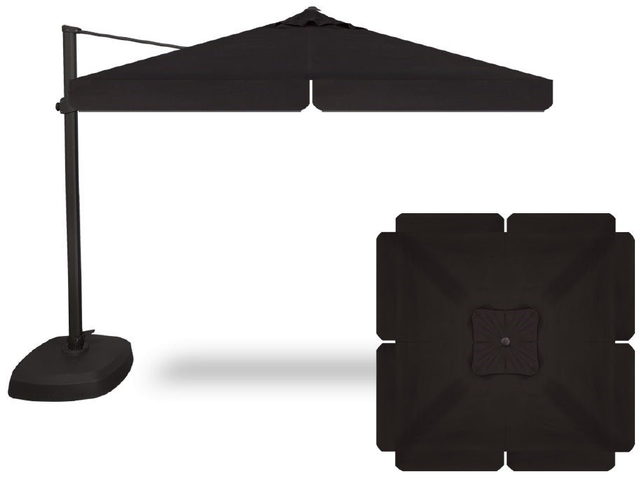 10' Square Cantilever Umbrella in a Black Frame with a Black Canopy with Base image 1