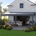 EROMMY Outdoor Louvered Pergola, 10 x 20ft Aluminum Pergola with Adjustable Rainproof Roof, Modern, Dark Grey