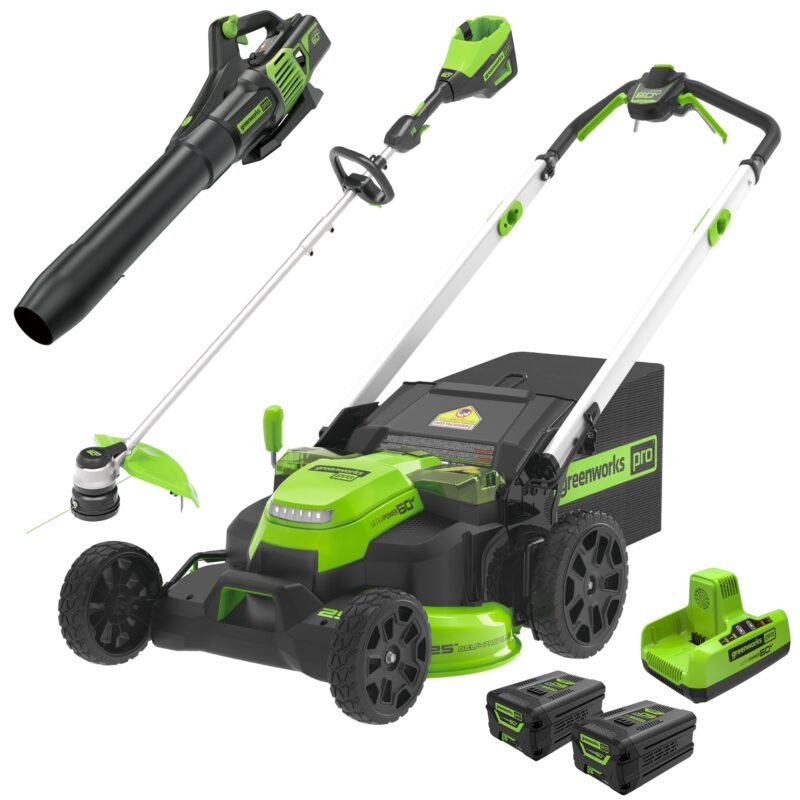 60V 25" Cordless Battery Self-Propelled Mower Combo Kit w/ String Trimmer and Blower - Image 2