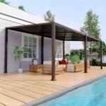 Erommy 12' x 20' Lean to Gazebo, Patio Gazebo with Adjustable Galvanized Roof, Hardtop Gazebo with Full Metal Frame