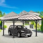 Erommy Heavy Duty Metal Carport Kit 10 x 20 ft, Aluminum Carport with UV50+Resistant PC Sunlight Panels,Sturdy Metal Carport for Cars, Boats,Outdoor Storage Shed,Anti Rust Awning,Snow