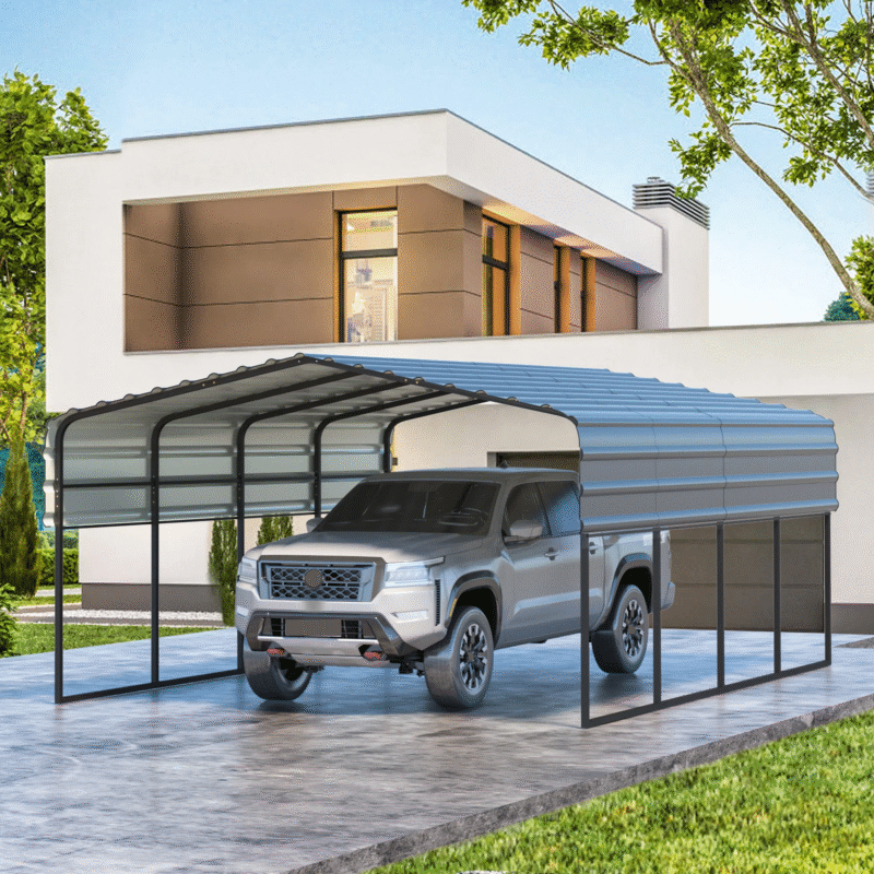 EROMMY 12’ x 20’ Metal Carport with Galvanized Roof – Sturdy Shelter for Cars, Boats, Trucks, and Tractors