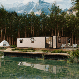 EROMMY Modern 40ft Extendable Container House, 2 Bedroom Folding House to Live In with Kitchen, Mobile Home Prefab Home with Fully Equipped Bathroom, Pre Built Portable House for Adults
