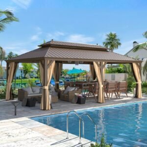 EROMMY 14X22 Hardtop Privacy Gazebo with Insect Screen