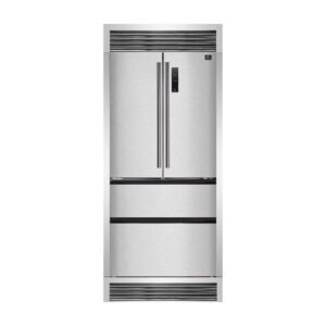 Forno Bovino - 37" with grill Counter Depth 19 Cu.Ft. French Door No Frost Refrigerator Stainless Steel with decorative grill