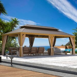 EROMMY 12X24 Outdoor Bar Gazebo with Canopy for Patio