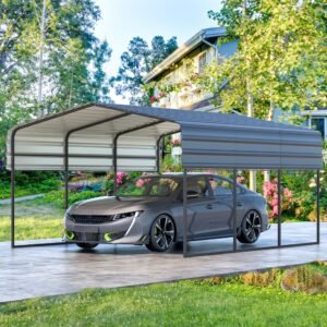 EROMMY 10’ x 15’ Metal Carport with Galvanized Roof – Sturdy Shelter for Cars, Boats, Trucks, and Tractors