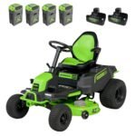 60V 42" Cordless Battery CrossoverT Riding Lawn Mower w/ Four (4) 8.0Ah Batteries & Two (2) Dual Port Turbo Chargers
