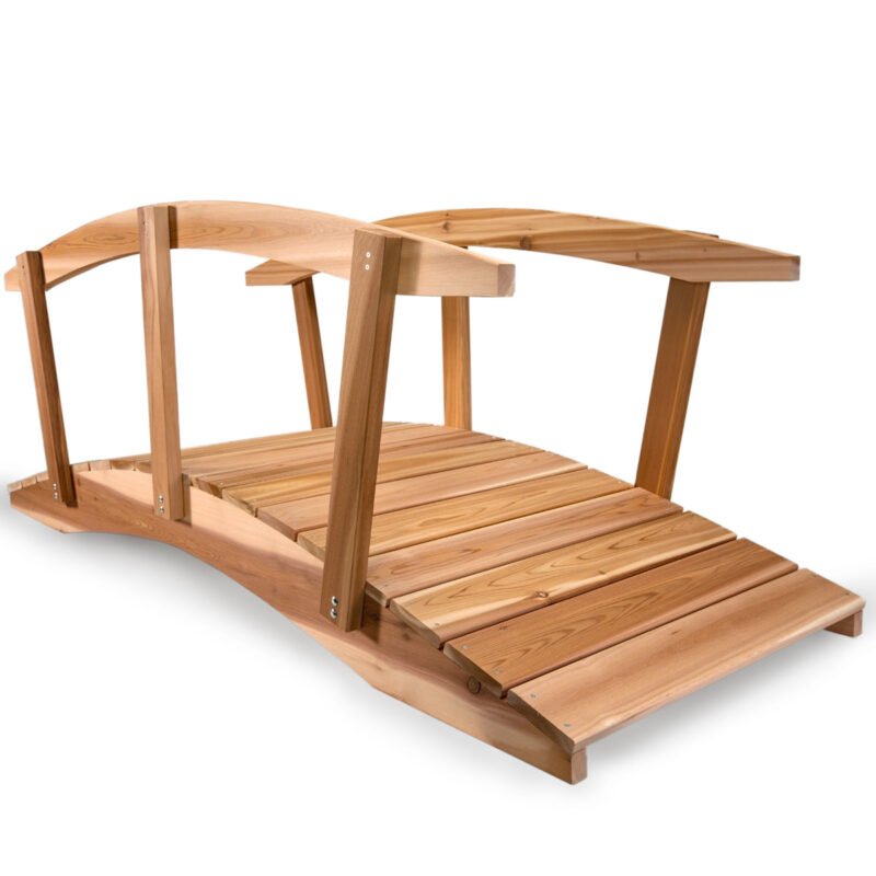 8-ft Cedar Footbridge – Rustic Landscape Accent for Ponds, Streams & Gardens