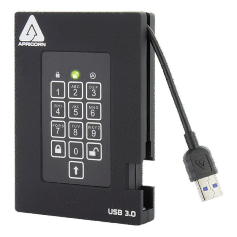 Apricorn Aegis Padlock Fortress Rugged Encrypted Solid State Drive